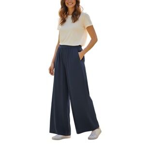 Attitudes by Renee Women's Palazzo Navy Pants Wide Leg Elastic Waits Size MP New